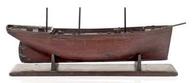 Lot 7 - A FINELY CARVED 19TH CENTURY MODEL MERCHANT SHIP