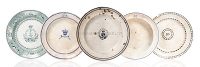 Lot 232 - A SET OF FOUR ASSORTED 19TH CENTURY MESS PLATES FOR THE ROYAL NAVY