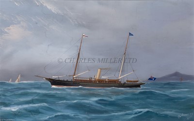 Lot 58 - ANTONIO DE SIMONE (ITALIAN, 1851-C.1907) The Royal Ulster Yacht Club's S.Y. 'Tighnamara' under steam
