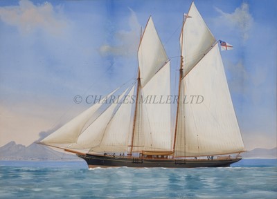 Lot 52 - LUIGI ROBERTO (ITALIAN, 1845-1910) The Royal Yacht Squadron's schooner 'Zara' off Naples