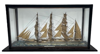 Lot 26 - AN EARLY 20TH CENTURY WATERLINE MODEL OF THE FOUR-MASTED BARQUE 'HERZOGIN CECILIE'