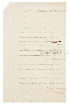 Lot 26 - A LETTER INVITING ADMIRAL POLE TO BE A PALLBEARER AT NELSON’S FUNERAL