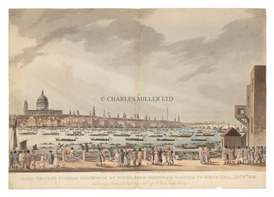 Lot 38 - AN AQUATINT OF THE FUNERAL PROCESSION BY WATER