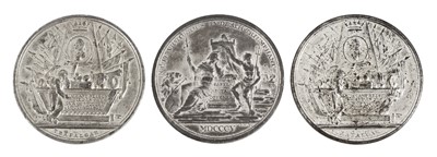 Lot 15 - THREE WHITE METAL “WEEPING SAILOR” MEDALLIONS COMMEMORATING THE DEATH OF NELSON, 1805