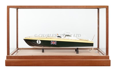 Lot 145 - A 1:12 SCALE BUILDER'S MODEL BY BASSETT-LOWKE LTD FOR THE HIGH SPEED LAUNCH 'TRAMONTANA II', DESIGNED BY DON SHEAD FOR RICHARD WILKINS, 1963