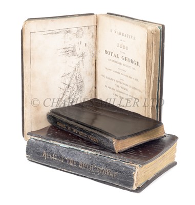 Lot 233 - THREE ROYAL GEORGE TREEN-BOUND BOOKS DESCRIBING HER LOSS IN 1782
