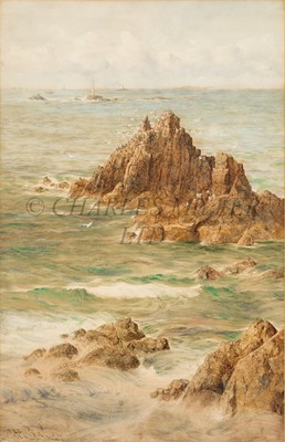 Lot 21 - WILLIAM CASLEY (BRITISH, 1852-1918) The Arm'd Knight and Longships Lighthouse