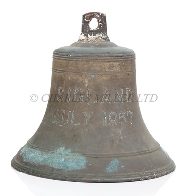 Lot 133 - A SHIP'S BELL FOR THE NORWEGIAN CARGO SHIP SIGLAND, 1957