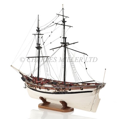 Lot 167 - AN INTERESTING PROBABLE CARPENTER'S MODEL FOR THE 14-GUN TWIN-MASTED BRIG-SLOOP 'DOVE' OF CIRCA 1800 WITH LATER RESTORATIONS