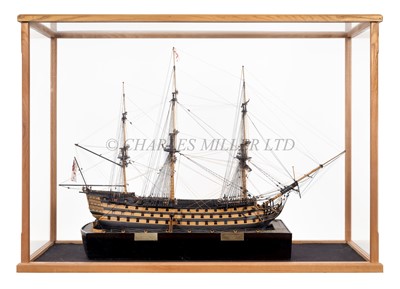 Lot 152 - A WELL PRESENTED AND FINELY DETAILED 1:96 SCALE MODEL OF H.M.S. 'VICTORY' AS VIEWED IN DRY DOCK, CIRCA 1986