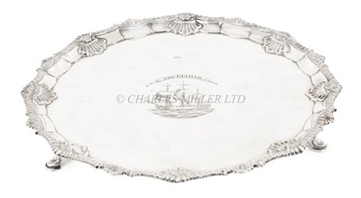 Lot 75 - A GEORGE III COMMEMORATIVE MARINE SILVER SALVER, 1762