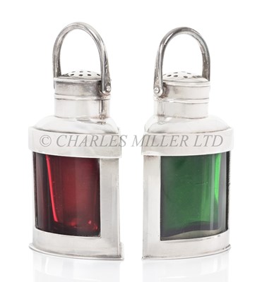 Lot 109 - A PAIR OF NOVELTY SILVER PLATED TABLE SALT AND PEPPER CASTERS, CIRCA 1900