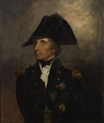 Lot 8 - ARTHUR WILLIAM DEVIS (BRITISH, 1762-1822) Lord Viscount Nelson in Vice-Admiral’s undress uniform, wearing a cocked hat with his bespoke green eye shade