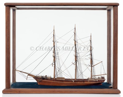 Lot 45 - A WATERLINE MODEL OF A THREE-MASTED BARQUE, 20TH CENTURY