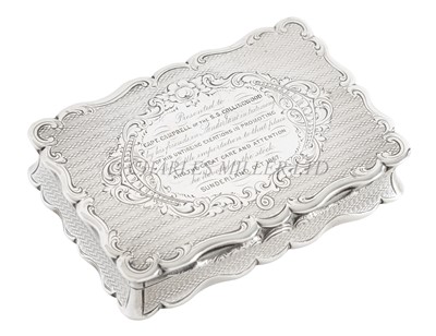Lot 94 - A PRESENTATION SILVER SNUFF BOX FROM THE S.S. 'COLLINGWOOD', 1867