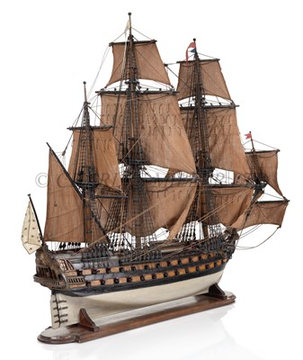 Lot 173 - A 19TH CENTURY MODEL OF AN EARLY 18TH CENTURY FRENCH WARSHIP
