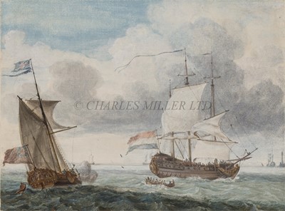Lot 151 - DUTCH SCHOOL (18TH CENTURY) An English man o'war saluting a Dutch frigate