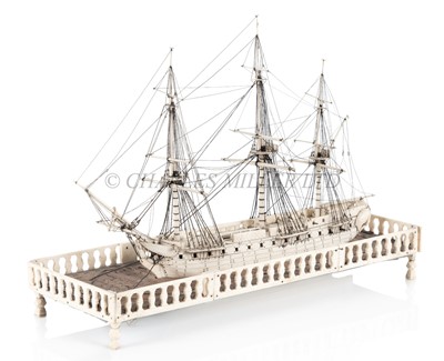 Lot 178 - A NAPOLEONIC FRENCH PRISONER-OF-WAR BONE SHIP MODEL