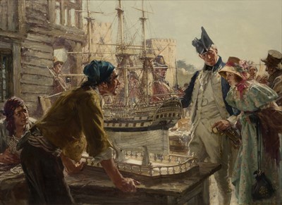 Lot 177 - ARTHUR DAVID MCCORMICK (BRITISH, 1860-1943) Viewing a French Prisoner of War ship model at Portchester Castle