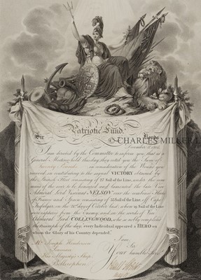 Lot 10 - A LLOYD'S PATRIOTIC FUND HURT TICKET FOR THE BATTLE OF TRAFALGAR