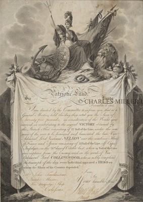 Lot 9 - A LLOYD'S PATRIOTIC FUND HURT TICKET FOR THE BATTLE OF TRAFALGAR