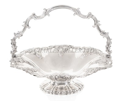 Lot 90 - A VICTORIAN SILVER-PLATED SWING-HANDED FRUIT BASKET PRESENTED BY CANADA FOR THE RESCUE OF PASSENGERS FROM THE S.S. SHAMROCK STEAMBOAT DISASTER OF 1842