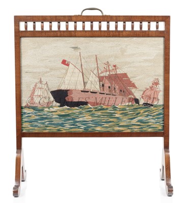 Lot 83 - A VICTORIAN 'GREAT EASTERN' FIRESCREEN, CIRCA 1860