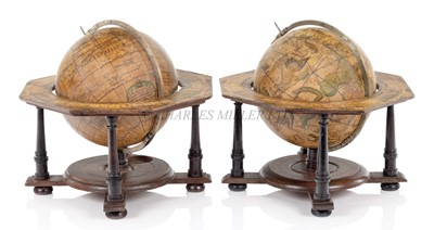 Lot 311 - A PAIR OF 8IN. TABLE GLOBES PUBLISHED BY JOHANN DOPPELMAYR, NUREMBERG, 1730