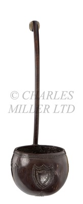 Lot 36 - Ø A 19TH CENTURY SAILORWORK COCONUT SHELL WATER DIPPER