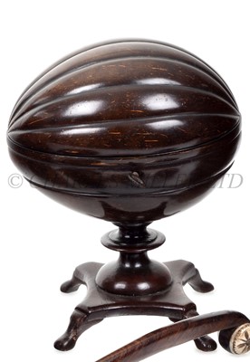 Lot 35 - A VICTORIAN COCONUT TEA CADDY