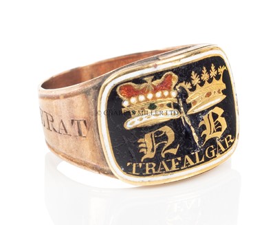 Lot 28 - A GOLD AND ENAMEL MOURNING RING FOR LORD NELSON BY JOHN SALTER, LONDON, 1805 WITH NELSON FAMILY PROVENANCE