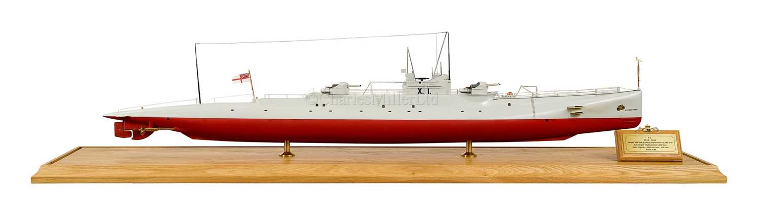 Lot 120 - A DETAILED 1:85 SCALE MODEL OF THE EXPERIMENTAL CRUISER-COMMERCE RAIDER SUBMARINE H.M.S. X.1 [1923]
