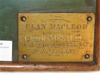 Lot 341 - A HALF-BLOCK BUILDER'S MODEL FOR THE IRON SAILING SHIP JAMES CRAIG (Ex-CLAN MACLEOD), BUILT FOR T. DUNLOP & SONS BY BARTRAM & HASWELL, SUNDERLAND, 1874