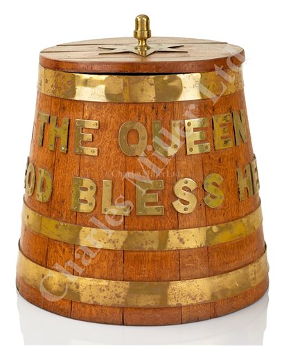 Lot 117 - A ROYAL NAVAL GROG CASK<br/>constructed of oak in...