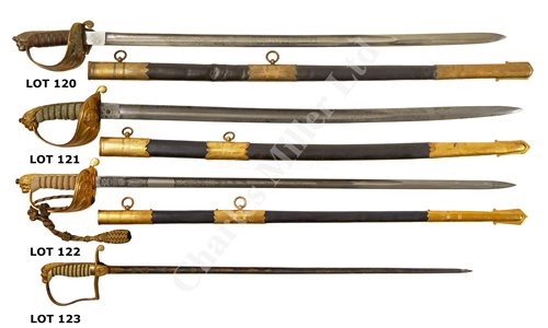 Lot 123 - AN 1825 PATTERN NAVAL DRESS SWORD<br/>the 27½in....