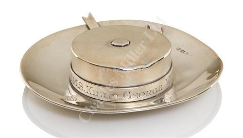 Lot 140 - A COMMEMORATIVE SILVER SAILOR'S HAT FROM...