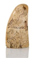 Lot 99 - Ø A 19TH CENTURY AMERICAN SCRIMSHAW DECORATED...