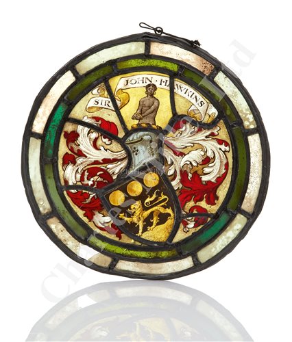 Coat of arms round stained glass window hi-res stock photography