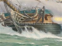 Lot 54 - δ PETER G. POWER (BRITISH, B. 1938) - A frigate action; Coming ashore