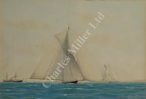 Lot 30 - RICHARD HENRY NEVILLE CUMMING (BRITISH, 1875-1911) - Big class yachts racing in the Solent