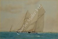Lot 30 - RICHARD HENRY NEVILLE CUMMING (BRITISH, 1875-1911) - Big class yachts racing in the Solent