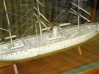 Lot 303 - A WELL PRESENTED BONE SHIP MODEL FOR A THREE-MASTED PASSENGER STEAM SHIP, CIRCA 1910