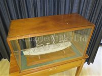 Lot 303 - A WELL PRESENTED BONE SHIP MODEL FOR A THREE-MASTED PASSENGER STEAM SHIP, CIRCA 1910