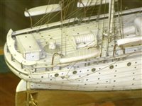 Lot 303 - A WELL PRESENTED BONE SHIP MODEL FOR A THREE-MASTED PASSENGER STEAM SHIP, CIRCA 1910