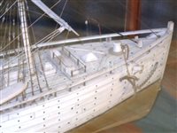 Lot 303 - A WELL PRESENTED BONE SHIP MODEL FOR A THREE-MASTED PASSENGER STEAM SHIP, CIRCA 1910