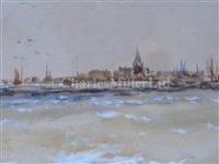 Lot 9 - THOMAS BUSH HARDY (BRITISH, 1842-1897) - Deal and Calais fishing boats off Calais