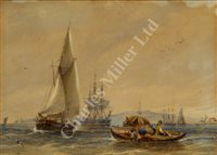 Lot 7 - WILLIAM ADOLPHUS KNELL (BRITISH, 1805-1875) - Hauling in the nets
