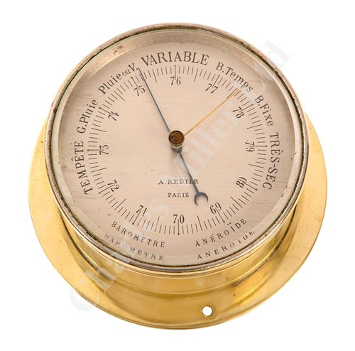 Lot 43 - AN ANEROID BAROMETER BY A. REDIER, PARIS, FOR THE IMPERIAL RUSSIAN NAVY CIRCA 1890