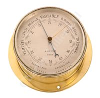 Lot 109 - AN ANEROID BAROMETER BY A. REDIER, PARIS, FOR THE IMPERIAL RUSSIAN NAVY CIRCA 1890
