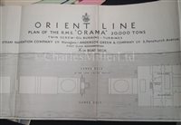 Lot 146 - AN ORIENT LINE AUSTRALIA TO ENGLAND SCHEDULE, CIRCA 1914; and a quantity of Orient Line ephemera